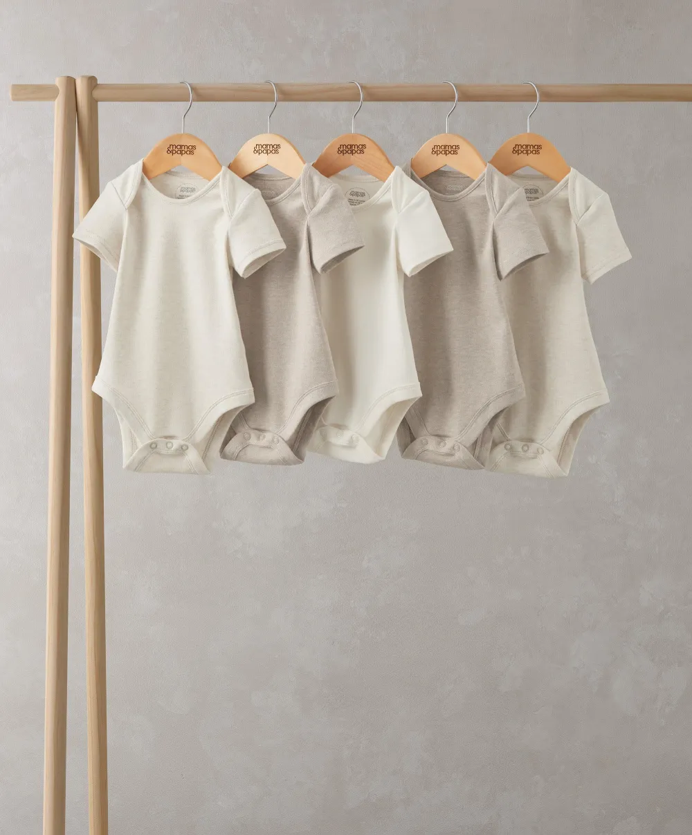 Shortsleeved Bodysuits (Set of 5) - Oatmeal