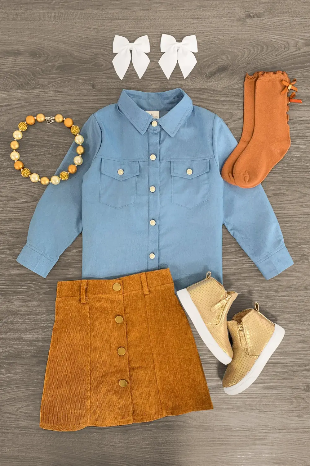 Pearls & Corduroy Skirt Set