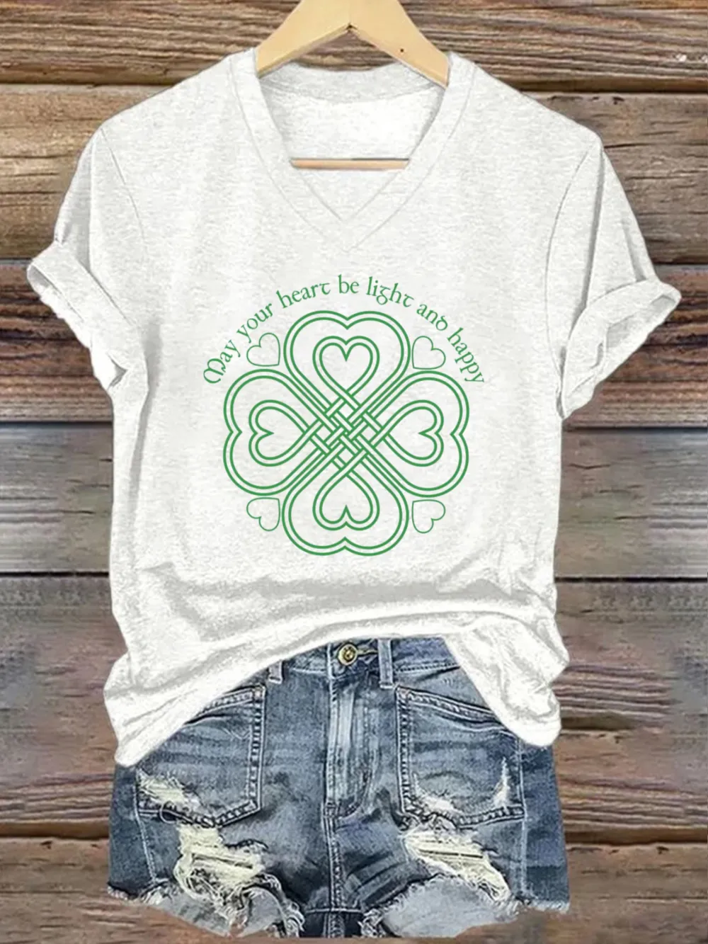 Women's May Your Heart Be Bright And Happy Printed Short-Sleeved T-Shirt