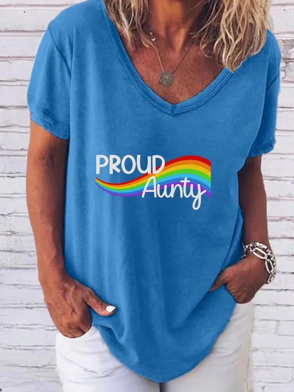 Women'S Proud Aunty V-Neck Short-Sleeved T-Shirt
