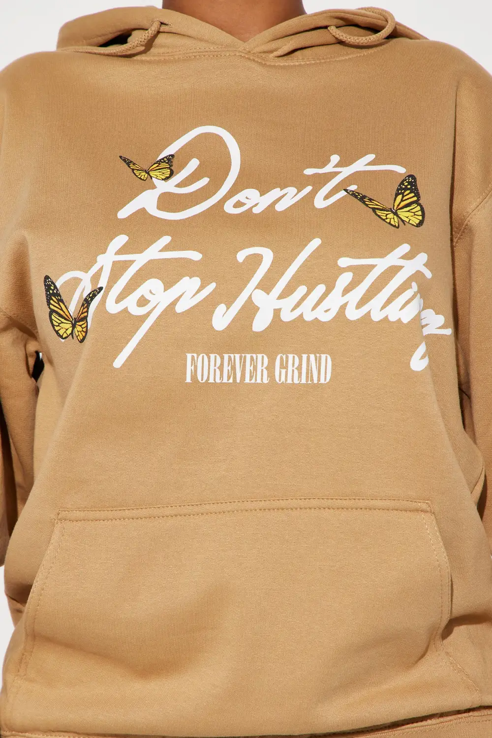Don't Stop Hustling Hoodie - Taupe