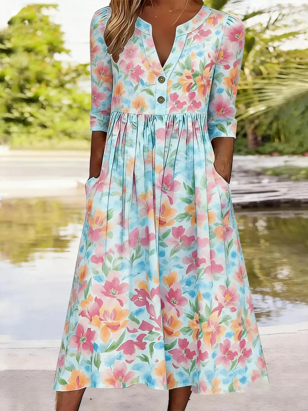 Women's Minimalist Floral Print Dress