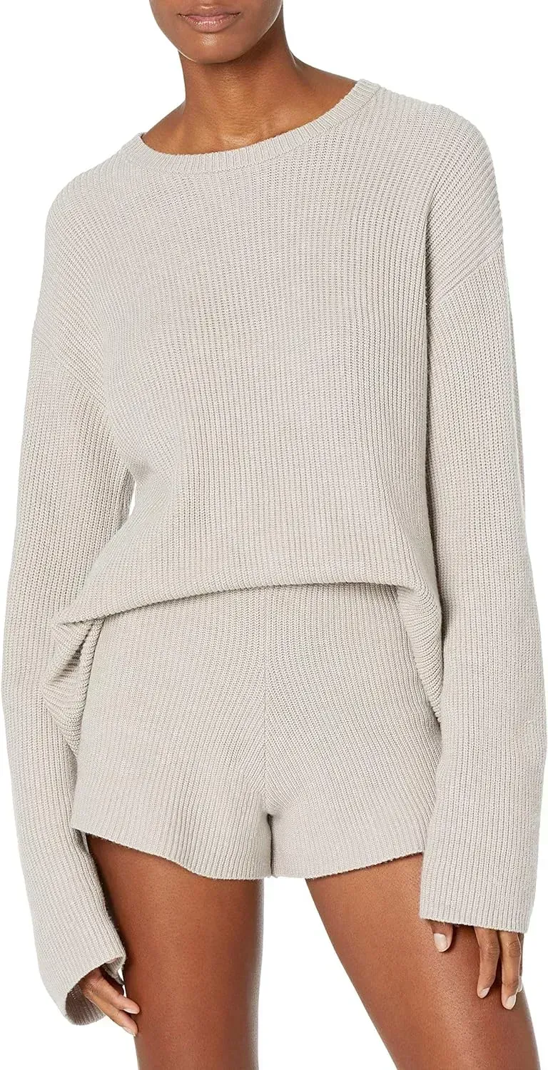 Women's Alice Crewneck Back-Slit Ribbed Pullover Sweater