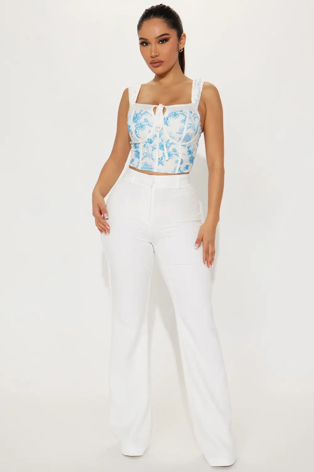 Carelli Floral Corset Top - White/combo