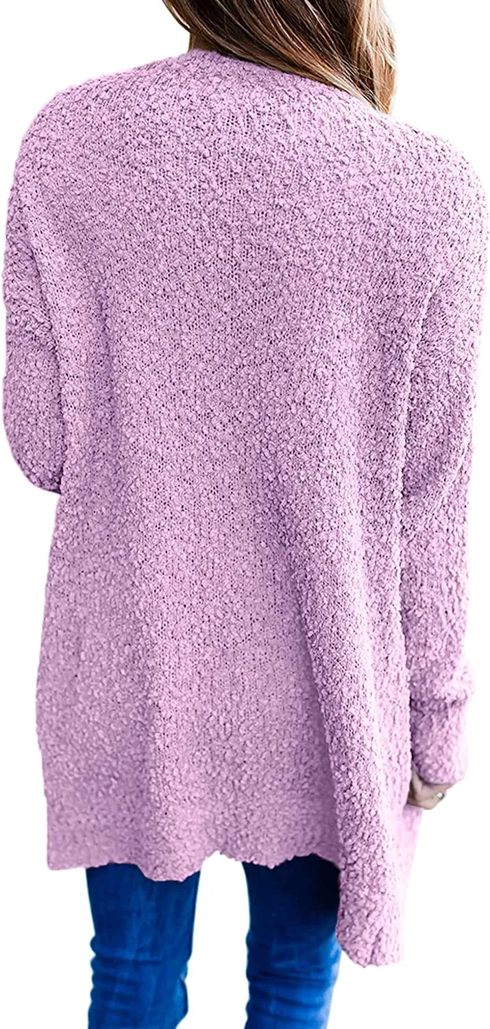 Women's Long Sleeve Soft Chunky Knit Sweater Open Front Cardigans Outwear Coat