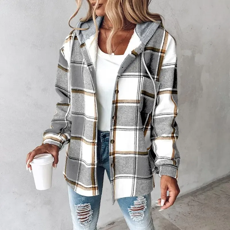 Women's Plaid Fleece Lined Hoodie