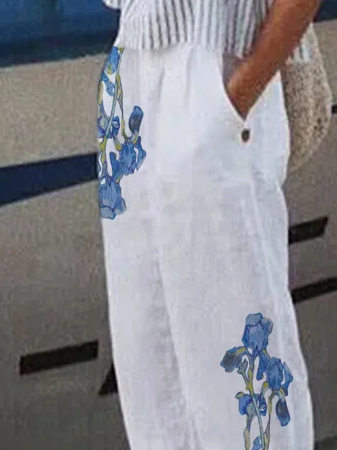 Vintage Art Classic Floral Loosen long women Pants