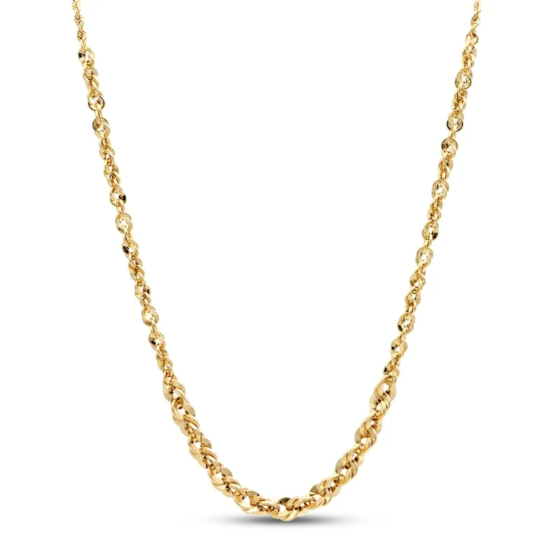 Solid Rope Chain Necklace 10K Yellow Gold 18