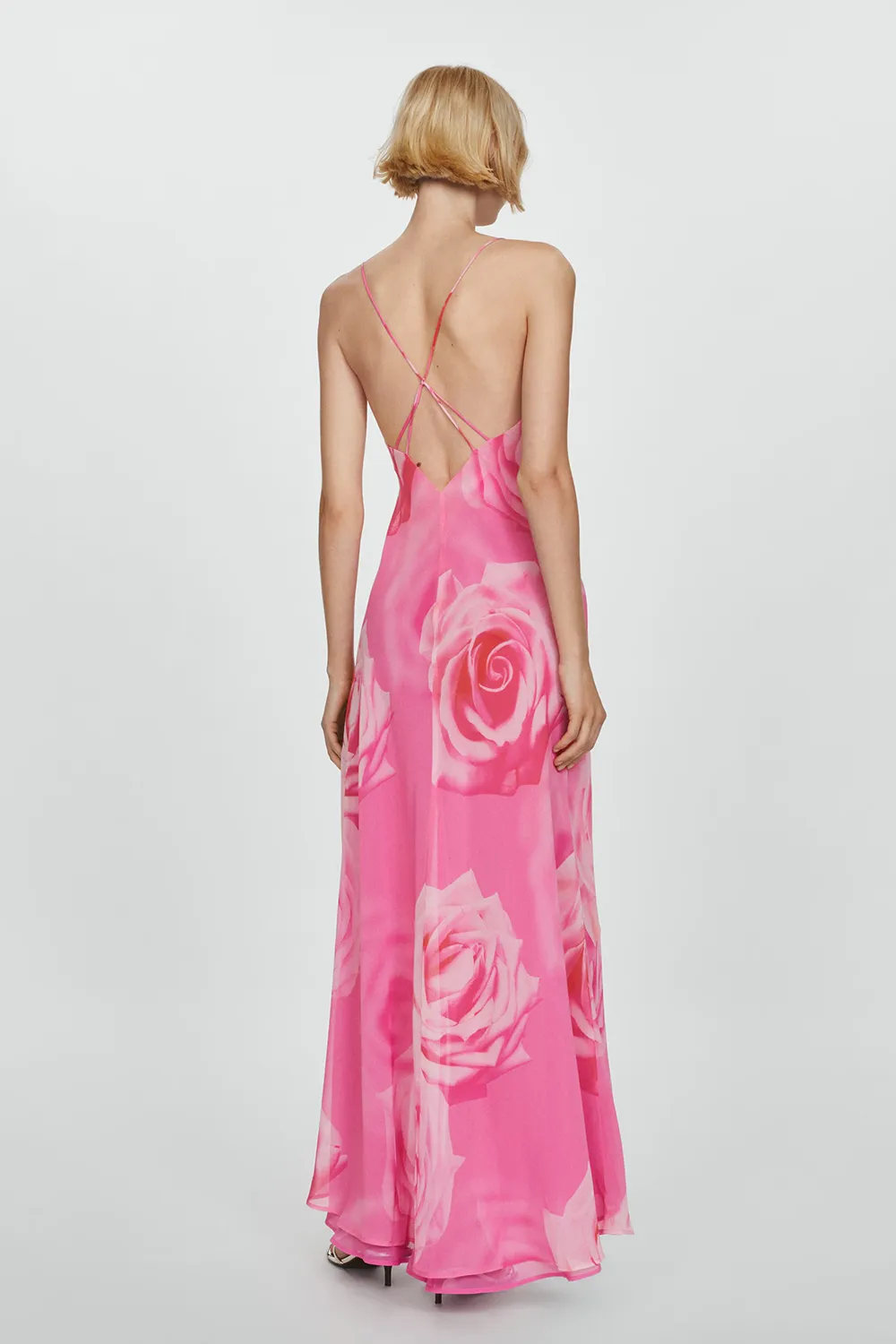 slit floral dress- Pink