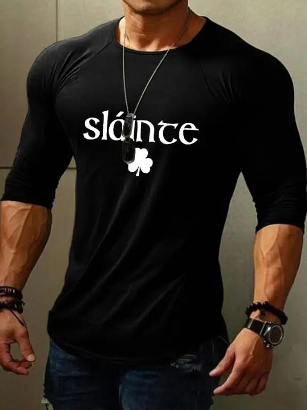 Men's Slainte Slainte St. Patrick's Day Print Long Sleeve T-Shirt