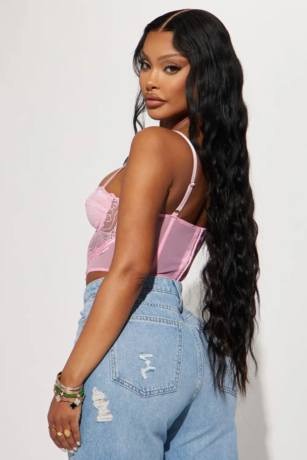 Pop A Bottle Lace Corset Top - Pink