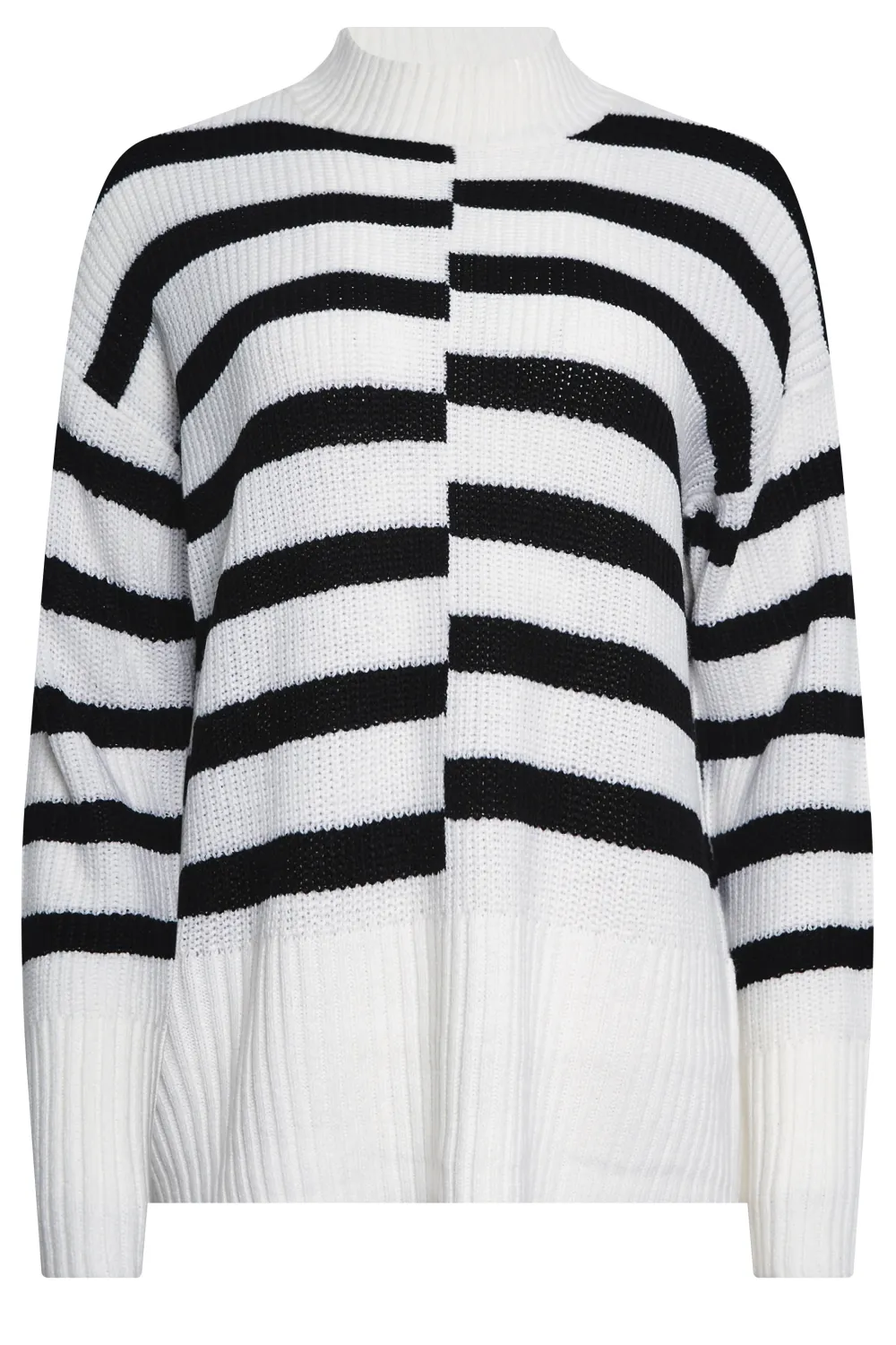M&Co White & Black Contrast Stripe Turtle Neck Jumper