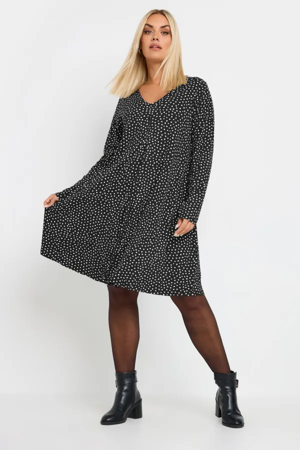 YOURS Curve Black Spot Print Mini Dress
