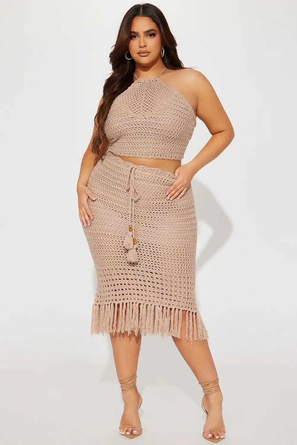 Island Girl Crochet Skirt Set - Sand