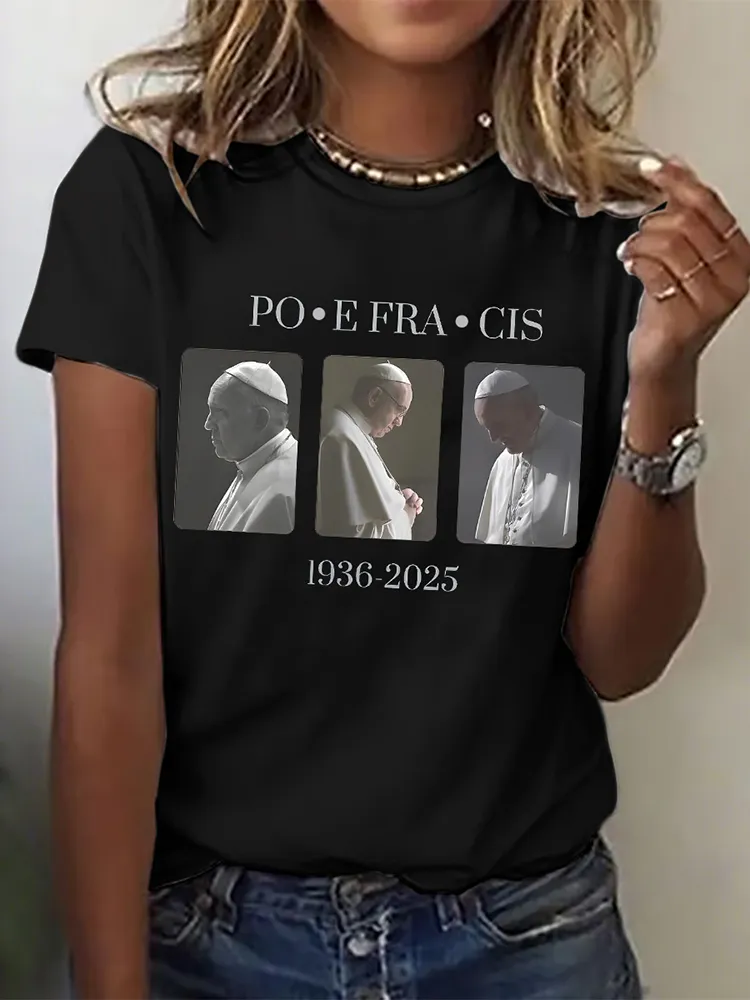 Women's Thank You Father 1936-2025 Print Short Sleeve Round Neck Cotton T-Shirt