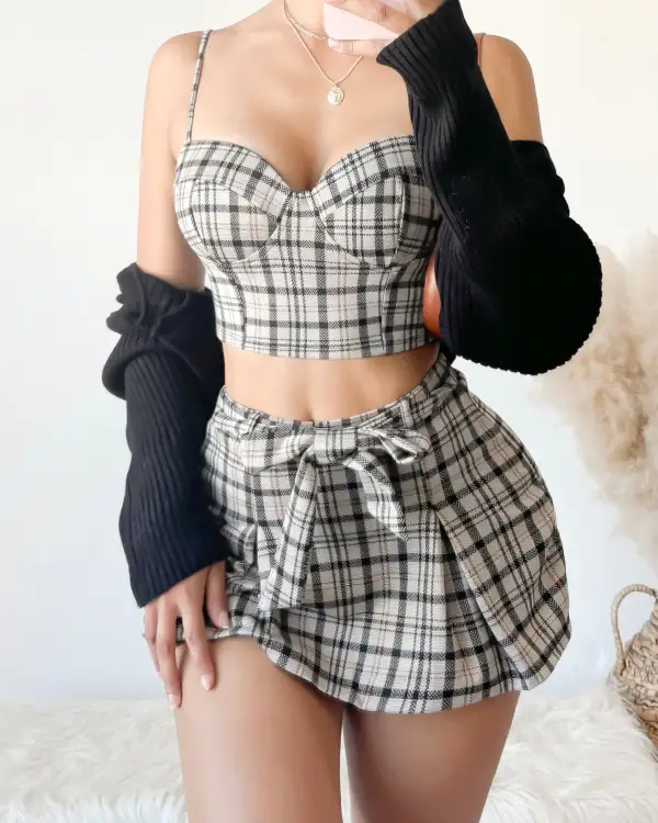 PARIS TWO PIECE PLAID SET