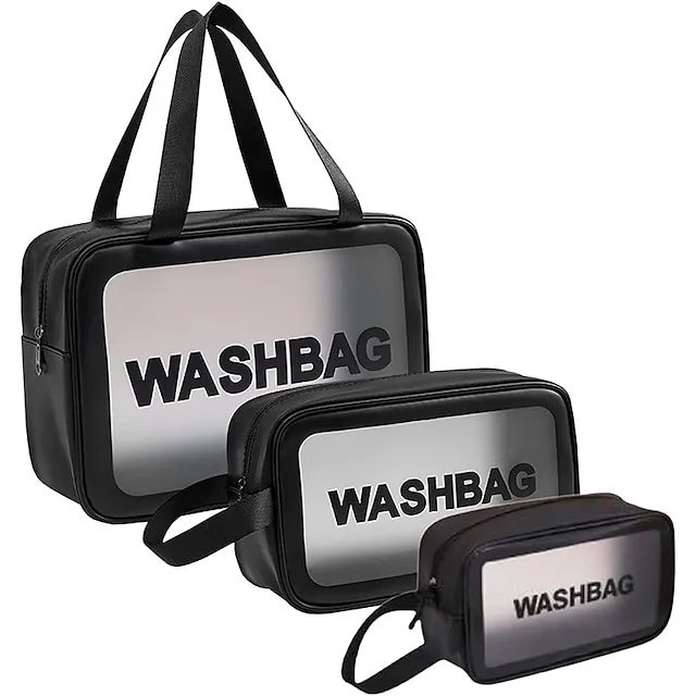 Clear Makeup Bag Waterproof Washing Cosmetic Bag With Zipper Handle Large Capacity Skin Care Products Travel Finishing Storage Bag