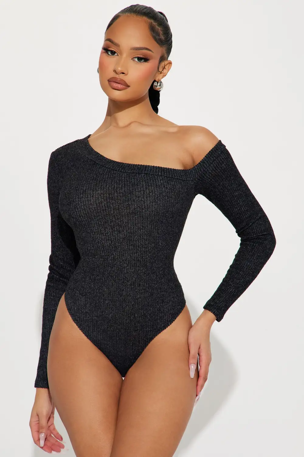 Christine One Shoulder Bodysuit - Black