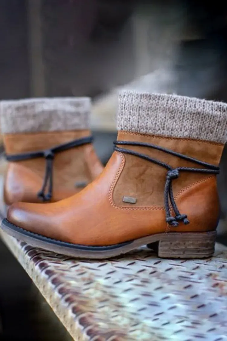 Vinatge Daily Winter Paneled Flat Heel Boots