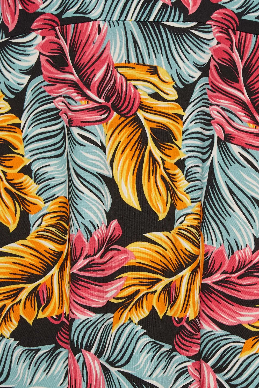 YOURS Curve Black Tropical Leaf Print Wrap Maxi Dress