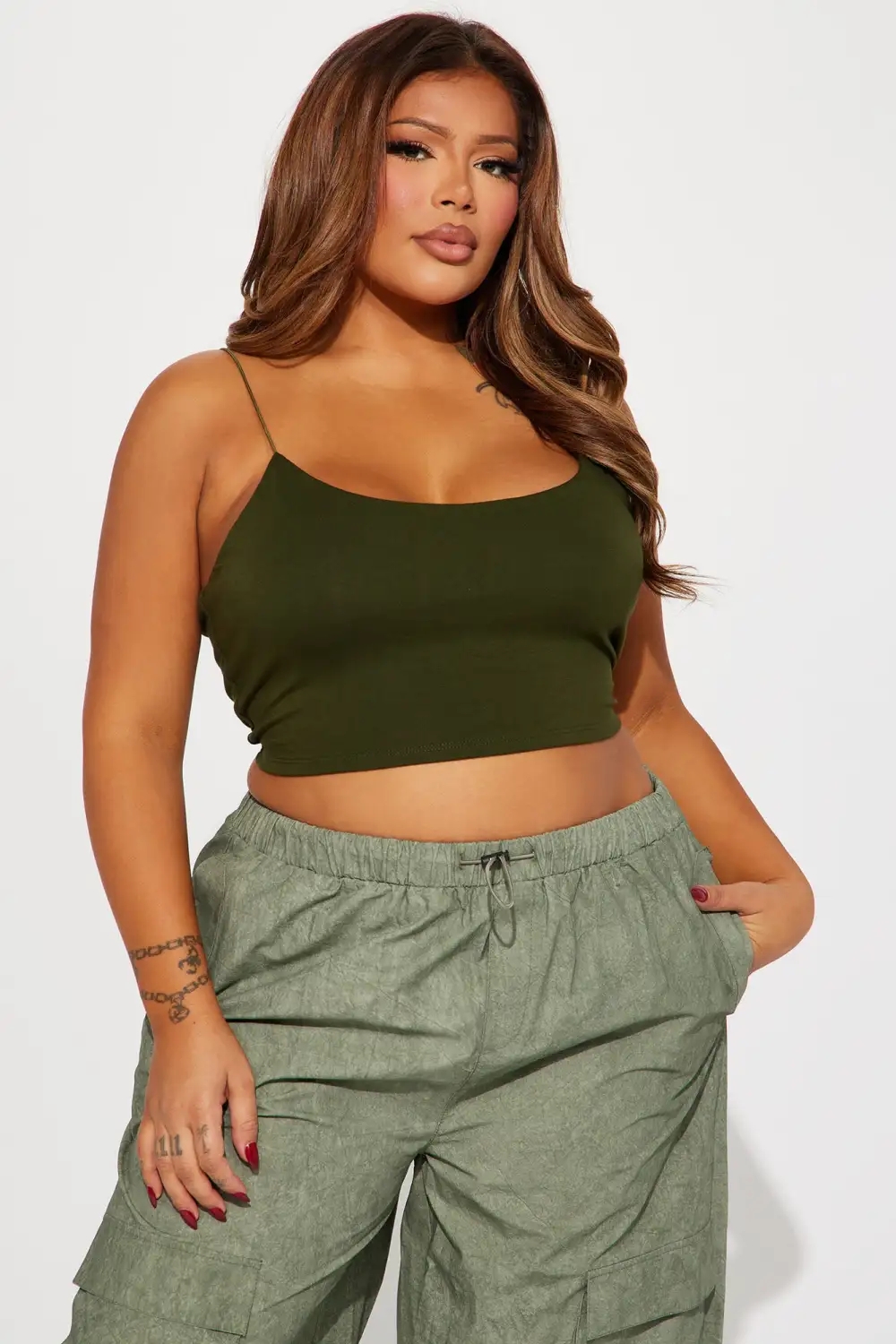 Kiki Super Cropped Top - Olive