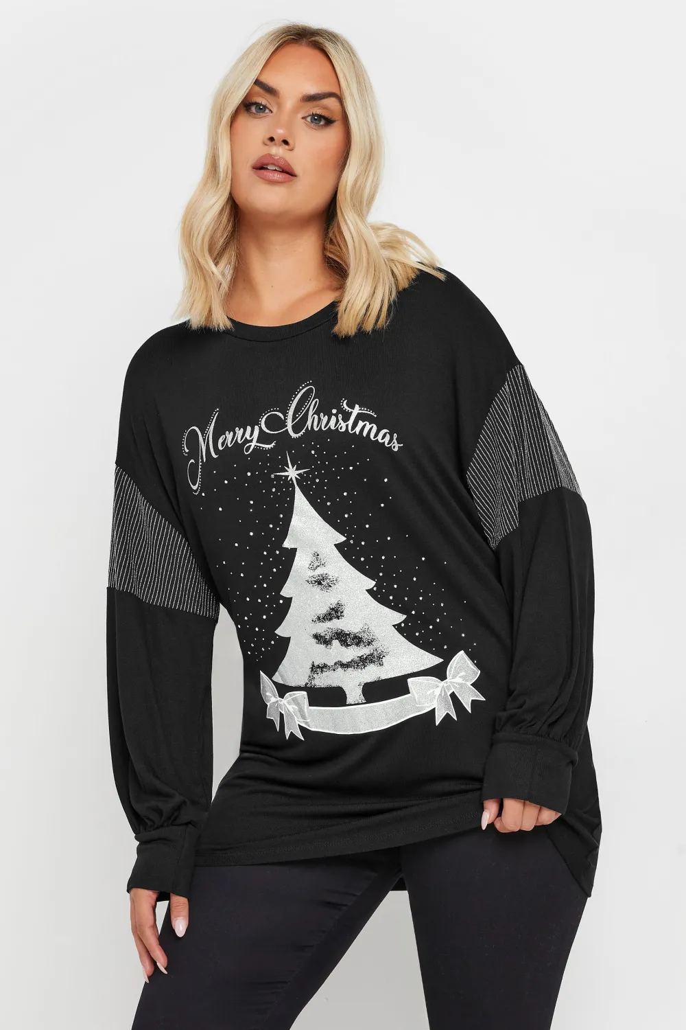 YOURS Curve Black Reindeer Novelty Christmas Jumper