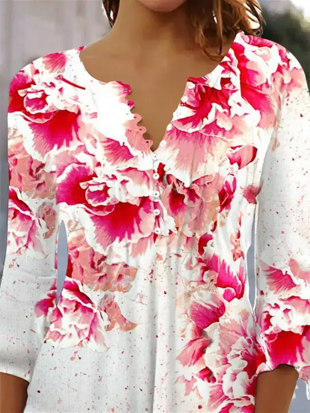 Women's Colorblock Long Sleeve V-neck Top