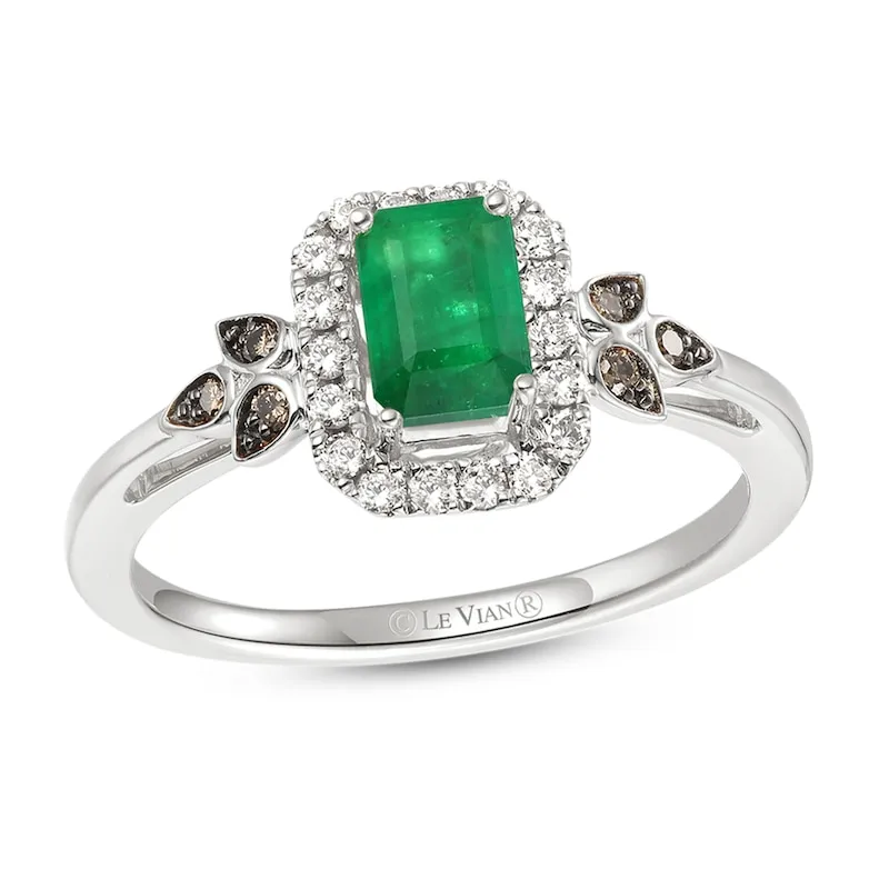 Le Vian Emerald Ring 1/6 ct tw Diamonds 14K Vanilla Gold