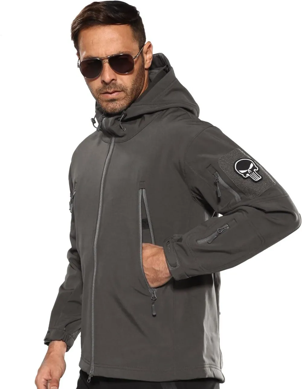 Men's Outdoor Waterproof Soft Shell Hooded Military Tactical Jacket