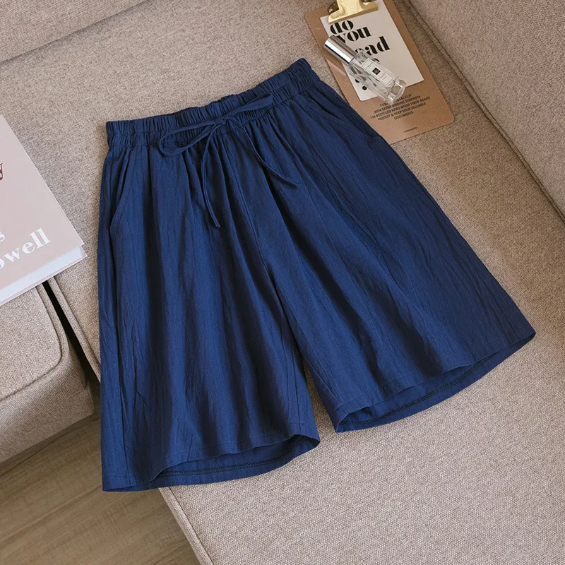 Women's high waist wide leg plus size five-point pants