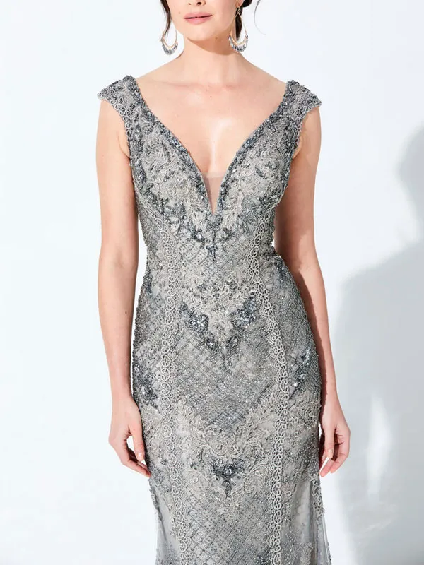 v-neck beaded exquisite temperament ladies dress