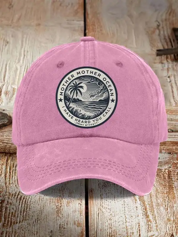 Retro Mother, Mother Ocean, I Have Heard You Call Print Baseball Cap