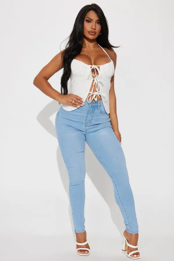 Got Weekend Plans Eyelet Top - White