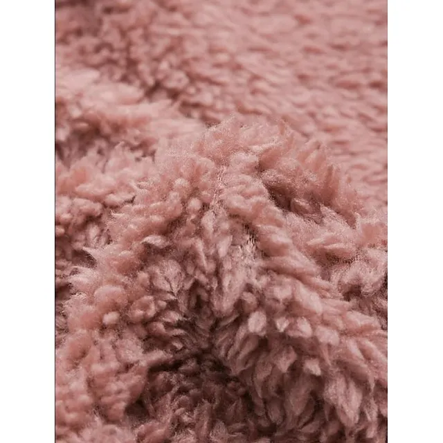 Women's Fleece Jacket Fleece Sports Pullover Sherpa Fleece Button Front Pocket claret turmeric Black Solid Color Street Casual Hoodie Plus Size Long Sleeve Top Fleece lined Micro-elastic Fall & Winter