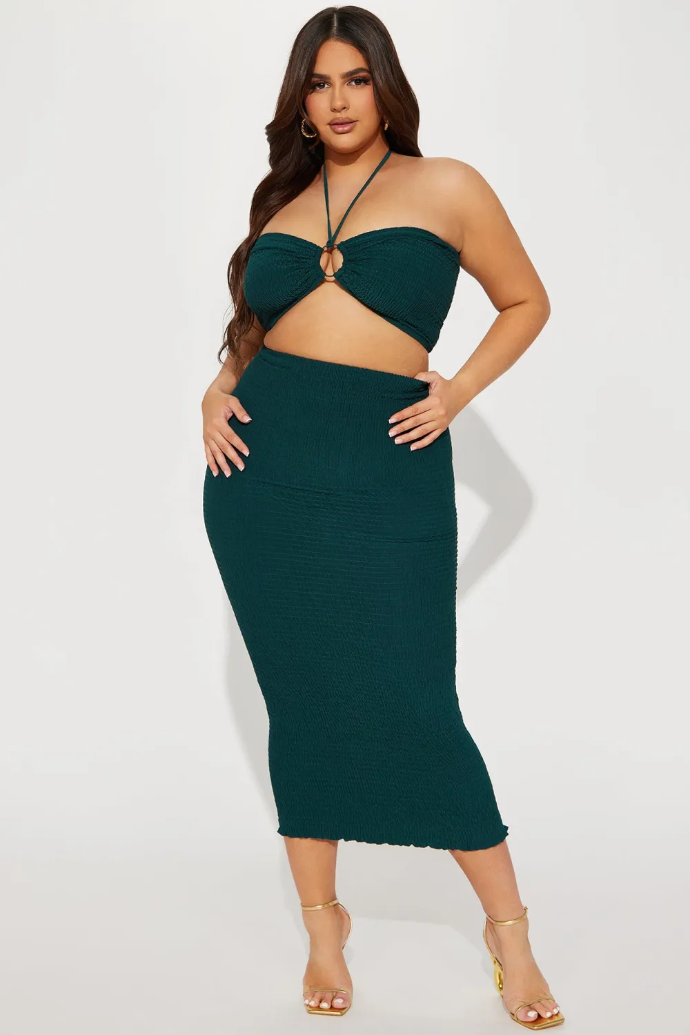Susie Smocked Skirt Set - Hunter