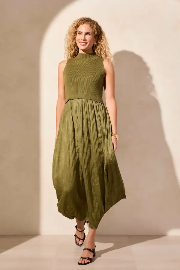 Sleeveless Twofer Maxi Dress-Loden