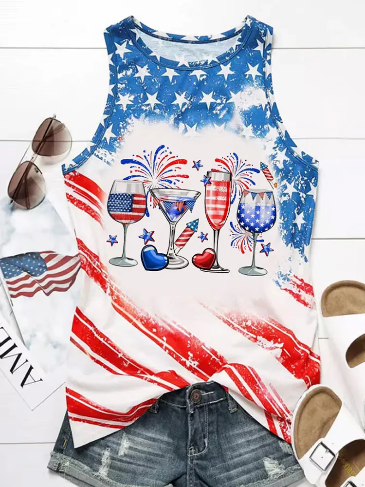 Women's Fashion Casual Independence Day Printed Vest