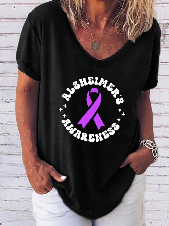 Women'S Short-Sleeved T-Shirt Alzheimer'S Awareness Prints