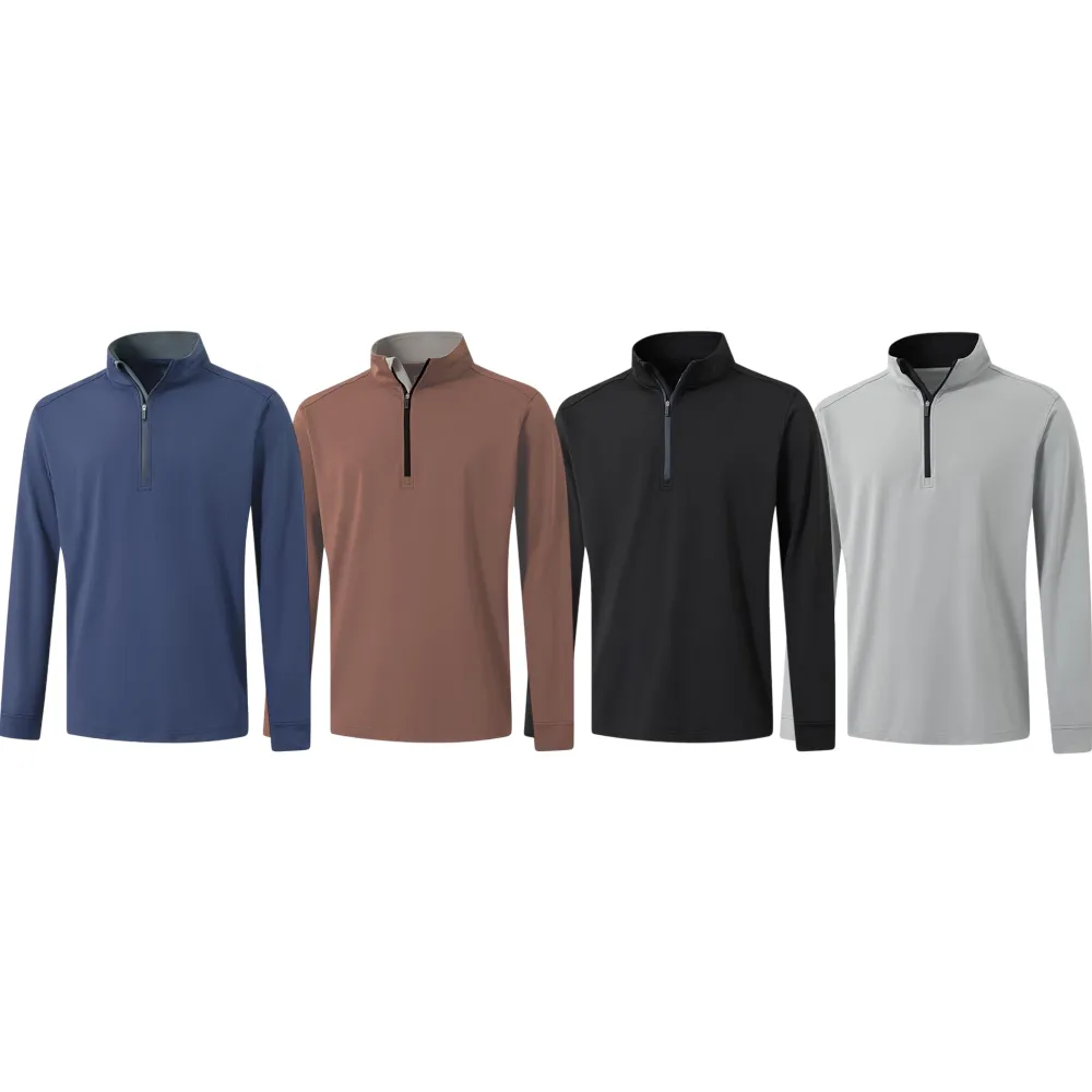 Men's Solid Quarter Zip Golf Pullover