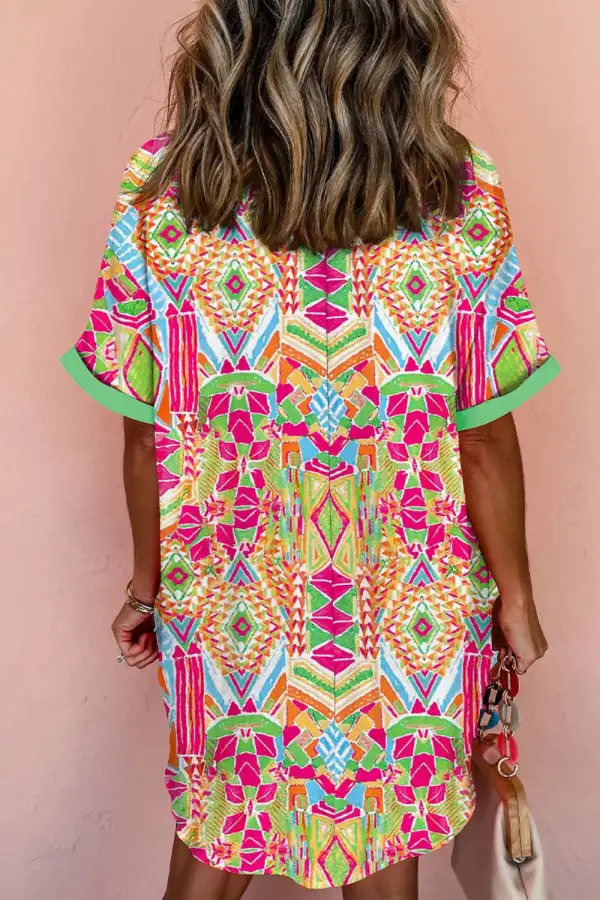Button Front Printed Dress