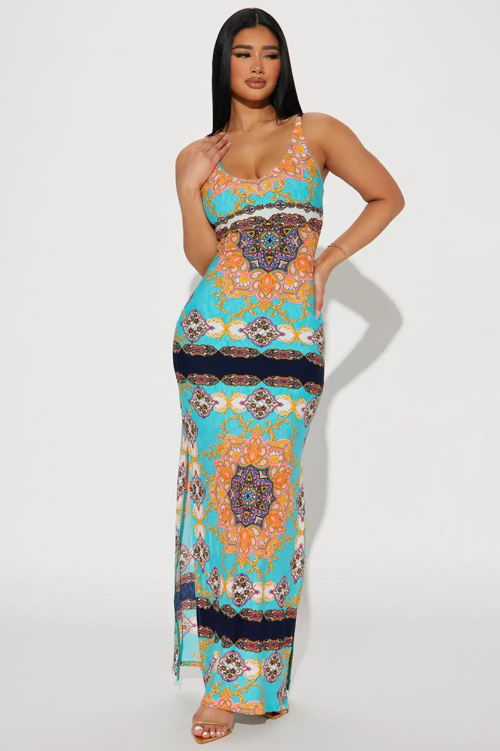 Saylor Printed Maxi Dress - Jade/Combo