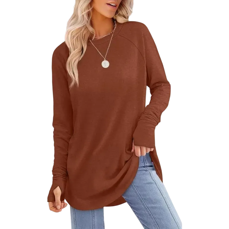 Womens Tunic Tops to Wear with Leggings Long Sleeve Thumb Hole Shirts
