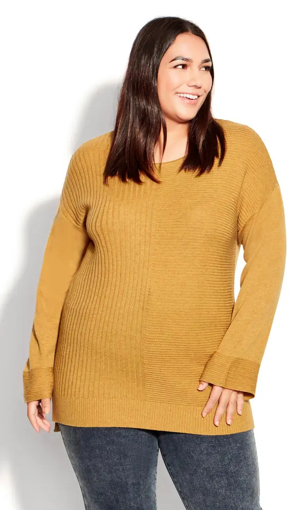 Evans Yellow Contrast Stitch Knitted Jumper