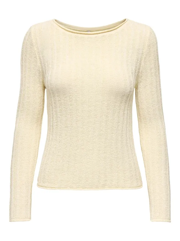 Rib Knit Rolled Hem Sweater