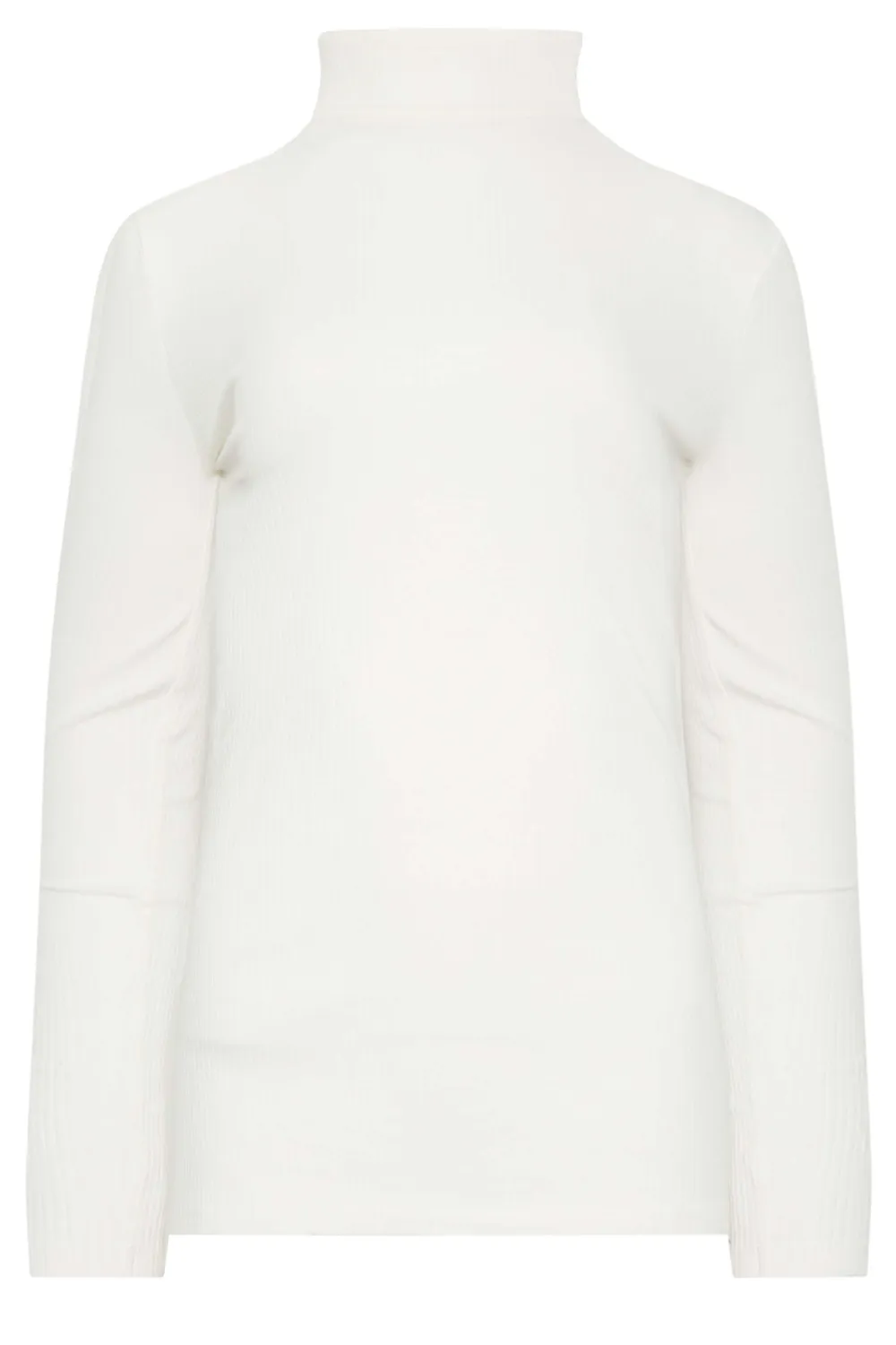 LTS Tall White Ribbed Roll Neck Top