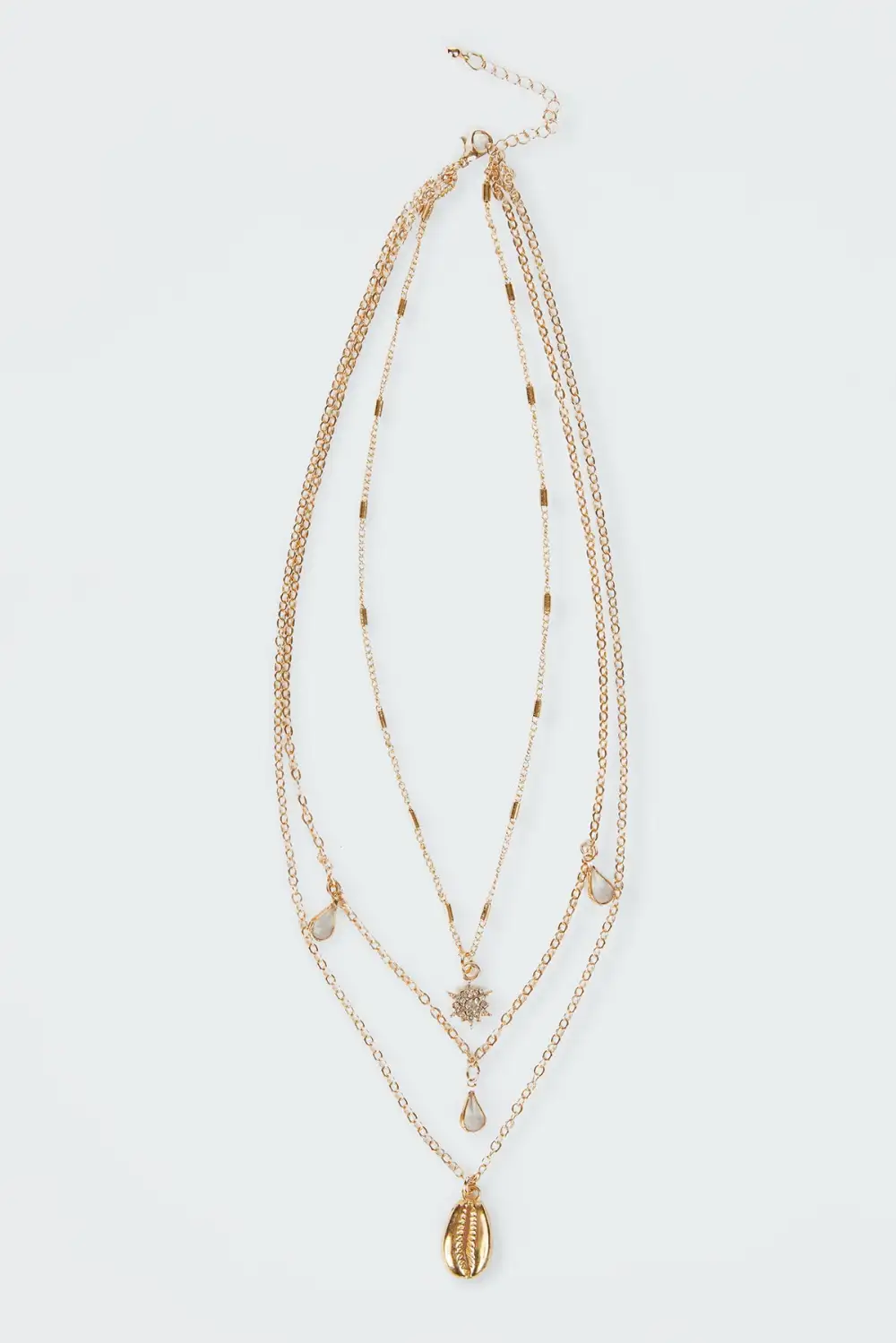 Droplet Shell Layered Necklace