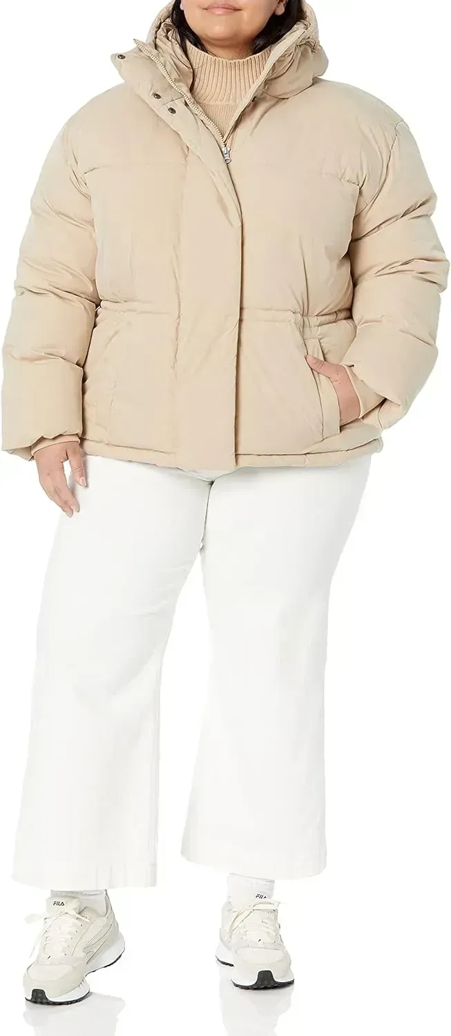 Women's Short Waisted Puffer Jacket (Available in Plus Size)