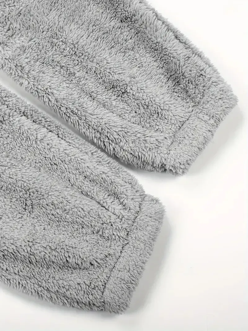 Fuzzy Hooded Pajama Jumpsuit For Music Festival, Comfy & Cute Long Sleeve Zipper Pajamas, Women's Lingerie & Sleepwear