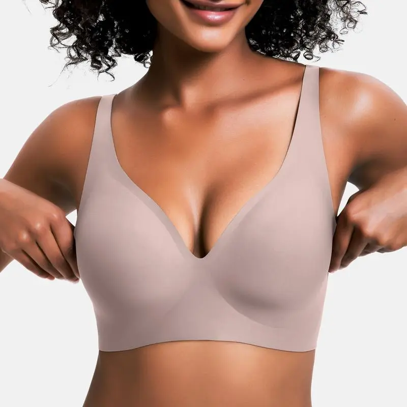 Women's Jelly Wireless Deep V Push-Up Seamless Bra