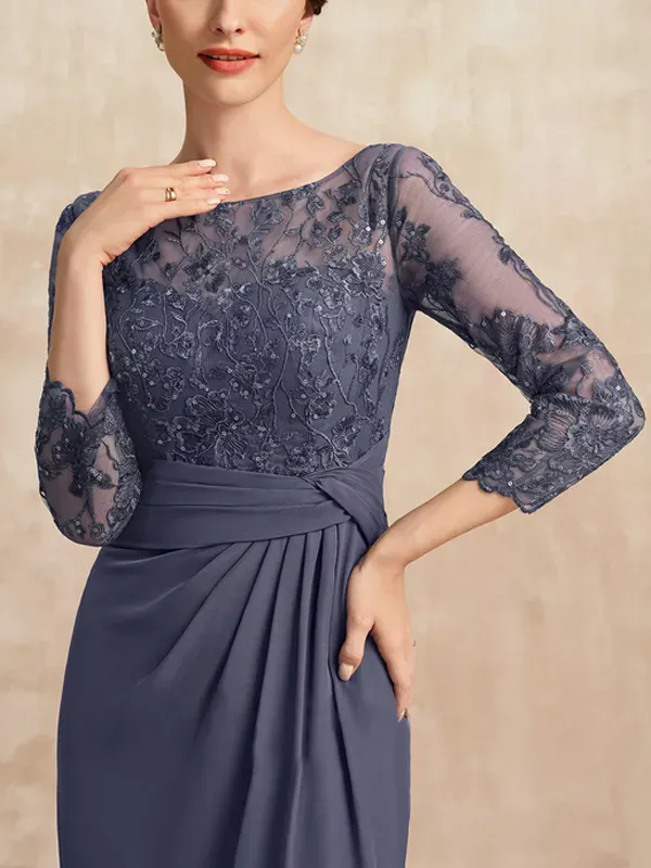Straight Chiffon Lace Dress Top Suit